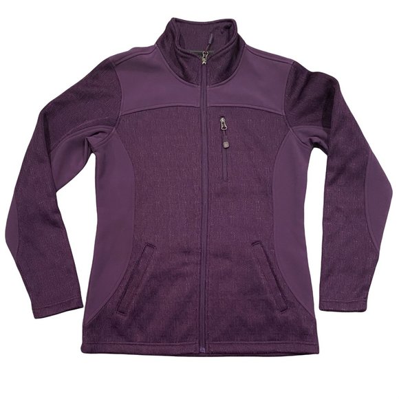 SwissTech Jackets & Blazers - SwissTech Full Zipper Sweater Jacket Plum Purple XS Mock Neck Womens Knit Fleece